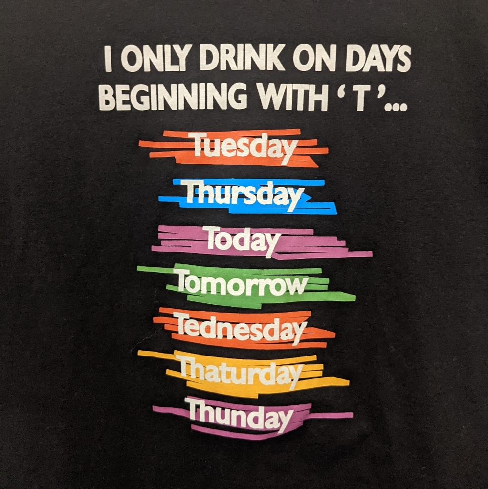 Funny Drinking T-shirt Shirtsleeve Black